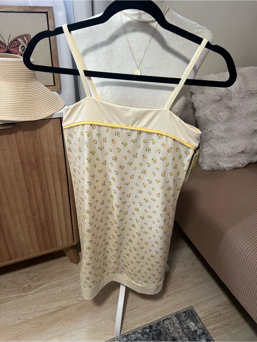 all in motion Cream Cami Dress with Yellow Floral Print
